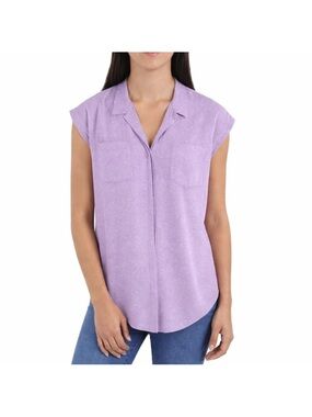 Jachs Girlfriend  Lilac Cap-Sleeve Button-Front Blouse. XL